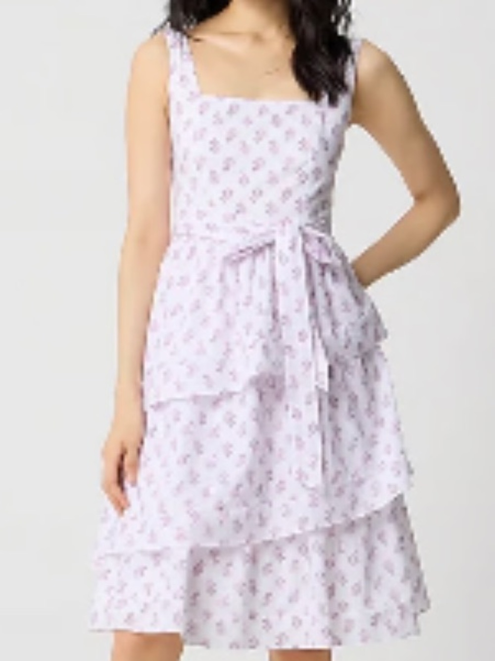 J. Crew Midi Cotton Dress with Purple Floral Print NWT Size 12